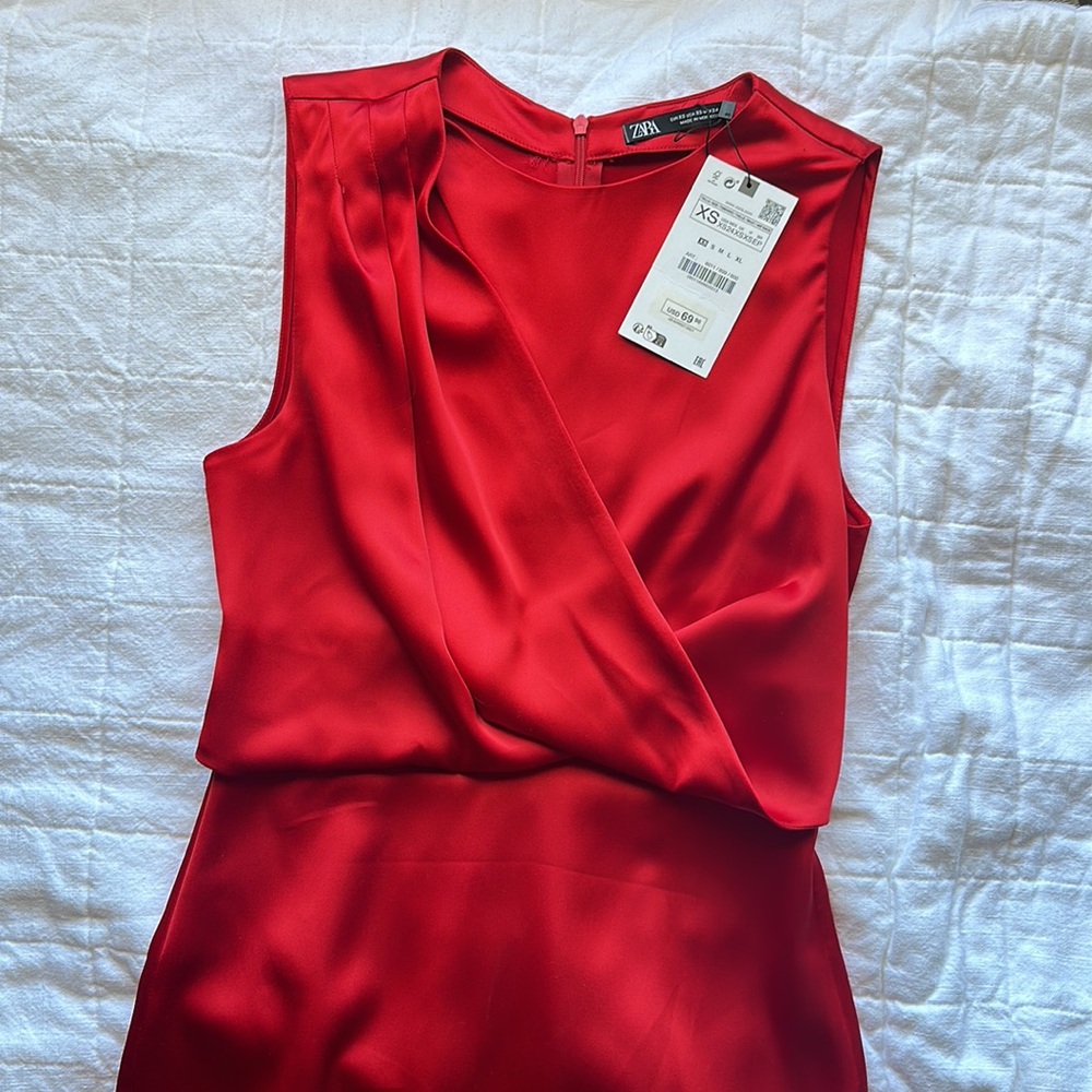 Zara satin effect midi dress - Picture 7 of 7
